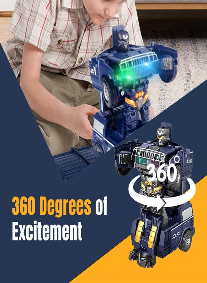 Kidology Transforming Robot Car With Light - Police Cars for Kids, Race Car to Robot Toy for Boys, Bump and Go Toddler Robot Toys, Black - Image 5